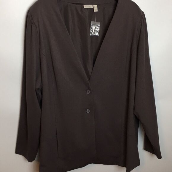 Logo by Lori Goldstein brown blazer long sleeve with gathered sleeve Sz 4X - Picture 3 of 15